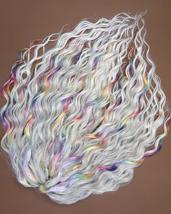 Rainbow Braid in Locs With Curls, Synthetic Pre Braided  display picture 1