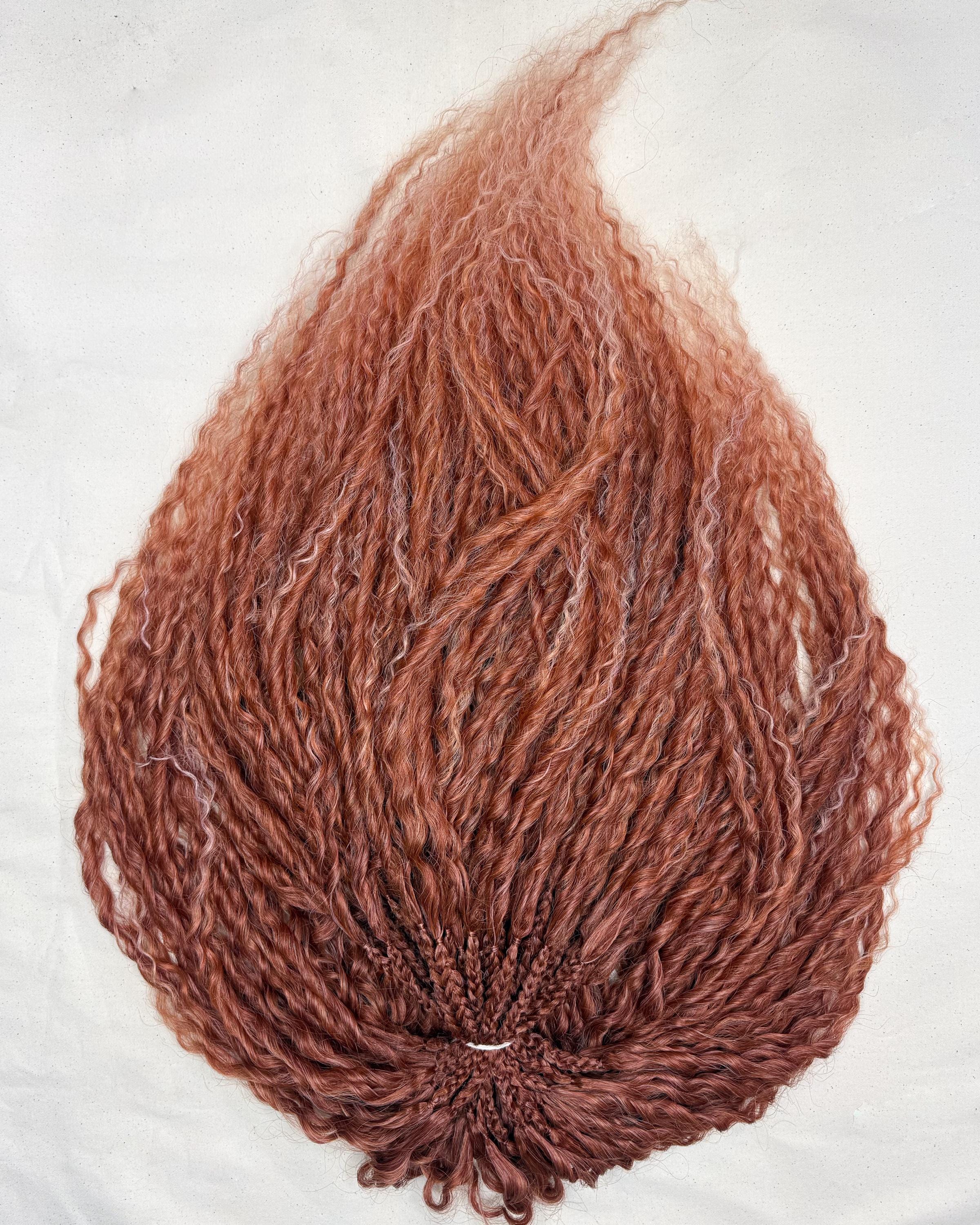 Copper Braid-in Locs with Curls, Temporary Voluminous Synthetic Brazilian Deep Curly Hair Extensions Double-ended