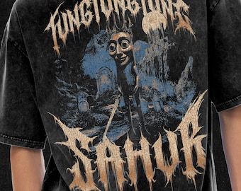 Tung Tung Tung Sahur - Italienisches Brainrot - Acid Wash Oversize T-Shirt - 250 G/M, Grunge & Goth Streetwear, Vintage Washed