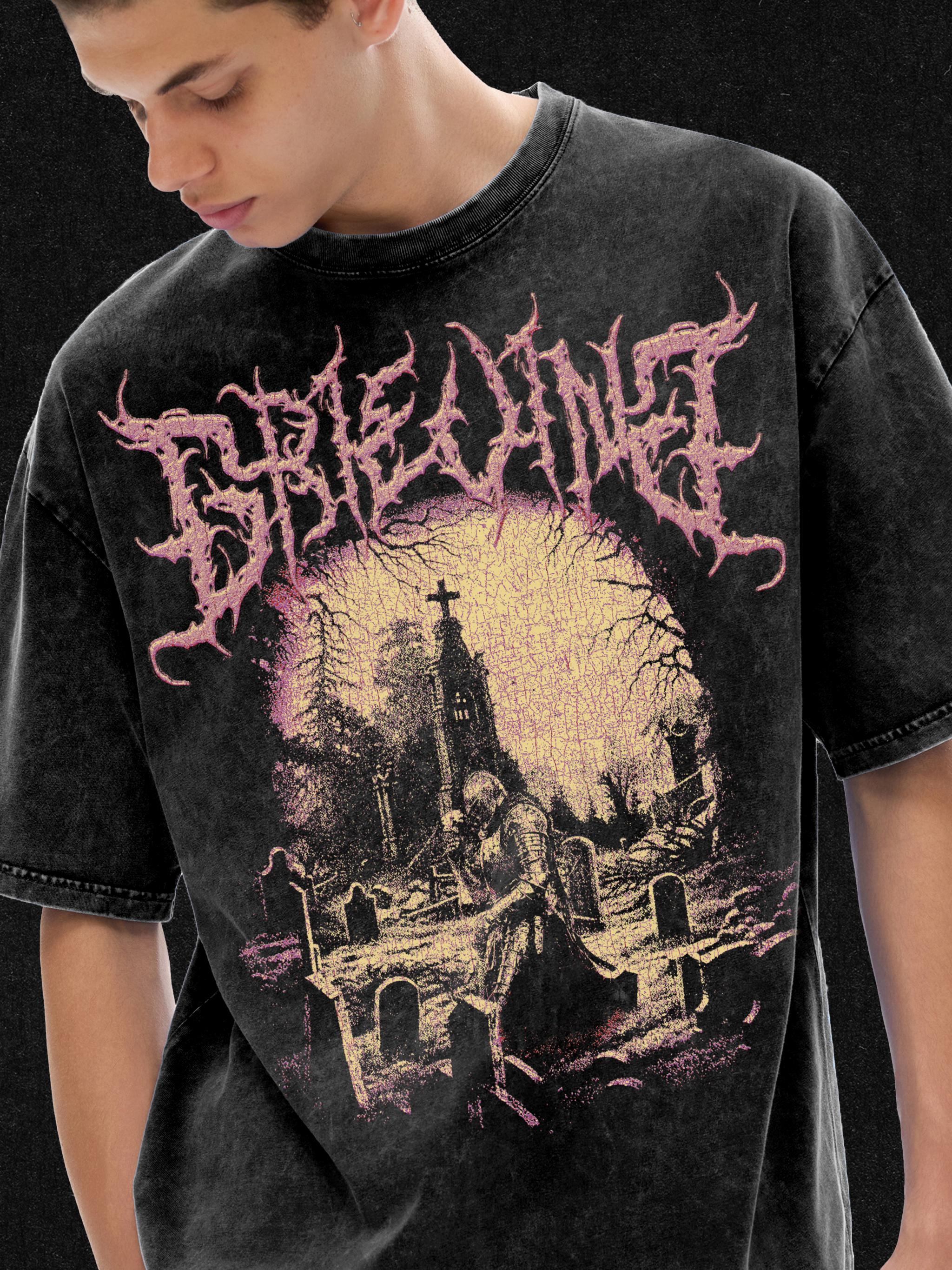 Gothique Grim Reaper Gothique Métal Lourd Crâne 10 Hommes Clair T-Shirt