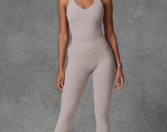 FlowFit Leinen-Mix Training Duo - Atmungsaktives Sport-BH & Stretch-Leggings für Damen im Set