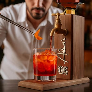 Personalized Whiskey Dispenser – Rustic Wooden Liquor Tap for Home Bar, Gift for Men and Women