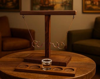 Gioco di lancio degli anelli personalizzato con porta shot - Gioco da bar in legno per feste, divertente gioco per interni ed esterni
