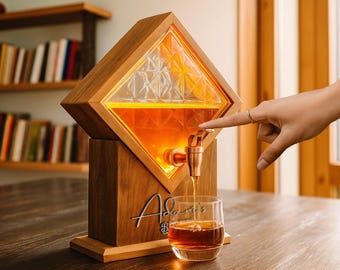 Personalized Illuminated Whiskey Dispenser | Light-Up Luxury Bar Decor, Name Liquor Fountain, Whiskey Gift for Him, Home Bar Accessory