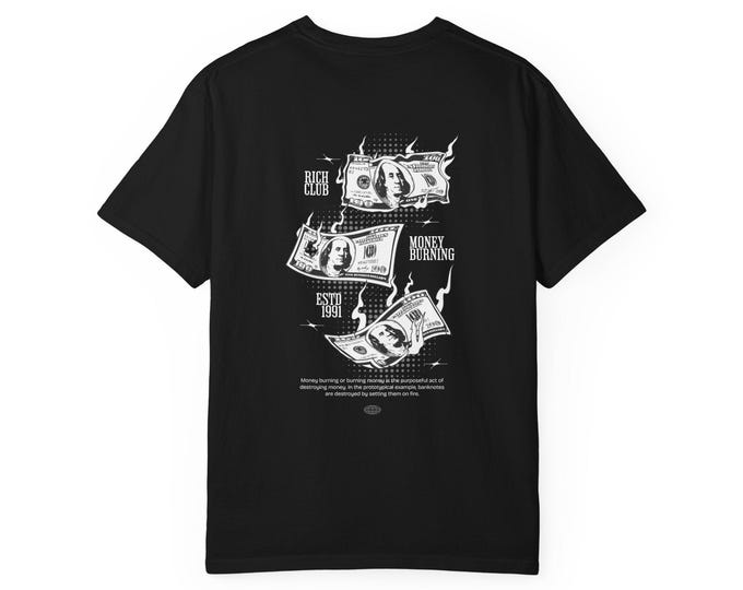 Money Warning Graphic Tee: Unisex Garment-Dyed Cotton T-Shirt