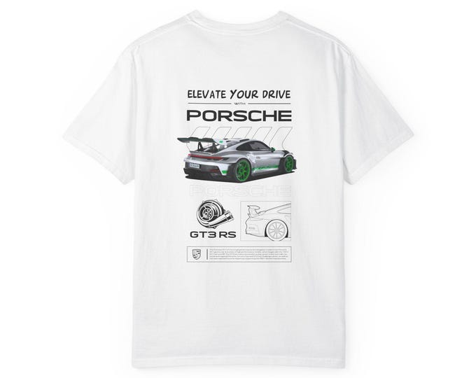 Elevate Your Drive: Porsche Unisex Garment-Dyed T-shirt, Casual Wear, Car Enthusiast Gift, Automotive Apparel, Birthday Gift