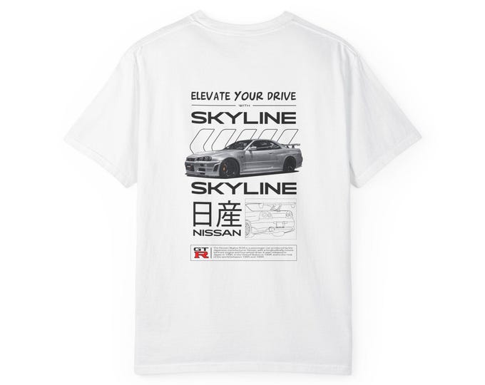 Skyline Car Enthusiast T-shirt, Unisex Graphic Tee, Gift for Auto Lovers, Vintage Car Apparel, Cool Streetwear, Elevate Your Drive Shirt
