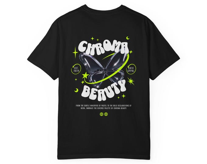 Chroma Beauty Unisex T-Shirt: Retro Graphic Tee, Garment-Dyed Cotton