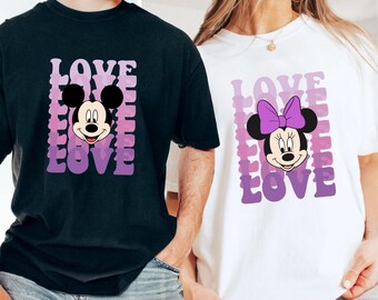 Custom Mickey and Minnie Couple Shirt, Valentine Gift T-Shirts, Disney Couple Tees, Disney Matching Shirts, Disney Lover Valentines Day Gift