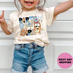 Custom Birthday Girl Shirt Custom Blue Dog Kids TShirt Blue Dog Birthday Gift Birthday Party Outfit Birthday Girl Tee 1st Birthday Party