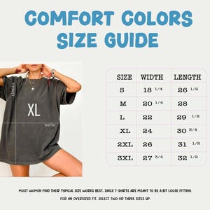 The image is a size guide for women's t-shirts, providing measurements for different sizes such as S, M, L, XL, and XXL.
