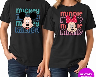 Custom Mickey and Minnie Couple Shirts Disney Trip Couple T-Shirts Disney Family Tee Disney Matching Shirts Disney Lover Valentines Day Gift