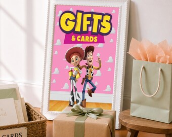 Letrero imprimible de Toy Story para regalos y tarjetas de baby shower: Es una niña. Decoración para fiesta. Letrero para mesa de dulces. Celebración para futura mamá. Descarga digital para niños. TS6