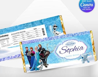 Elsa Birthday Chocolate Bar Labels Frozen Party Girl 7th Birthday Party Favor Labels Frozen theme Party Anna Frozen Princess Elsa Party FG2