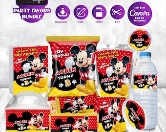 Mickey Mouse Favor Bundle Minnie Anime Theme Birthday Favours Printable Labels Daisy Duck Kids Gift Oh Twodles Party Decor Figaro Goofy MK03