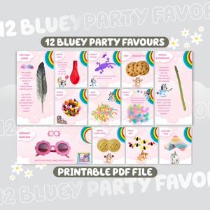 12 Blue Party Favor Printable Girl Birthday Treat Bundle Girl Blue Dog Themed Party For Kids Birthday Party Favour Label Girl Party Deco BF1