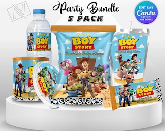 Paquete de etiquetas para recuerdos de Toy Story: Baby Shower de Woody, Es un niño, Tema Anime, Bolsas de regalo para cumpleaños, Decoración para fiestas de Jessie, Regalo imprimible para niños TS5