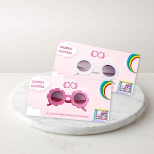 Pink Granny Glasses Party Favors Printable Girls Birthday Treat Bundle Blue Dog Theme Birthday Kids Party Favour Labels Girl Party Deco BF1