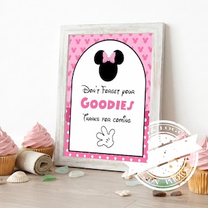 Minnie Mouse godisskylt Mickey Anime-tema Födelsedagsmatetikett Daisy Duck Barnfestskylt Utskrivbar temaparksborddekoration Oh Twodles MK05