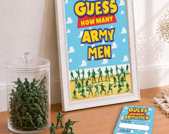 Letrero imprimible de Toy Story "Guess Army Man" - Es un niño - Decoración para mesa de dulces de baby shower - Letrero de Buzz Lightyear para fiestas infantiles - Descarga digital TS5