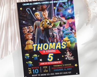 Toy Story Birthday Invitation Jessie Toy Story Invite Boy 5th Birthday Invite Woody Birthday Party Cowboy Invite two infinity and beyond TS1