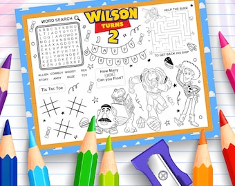 Coloring Placemat Sheet Toy Story Party Kid Activity Sheet Buzz Lightyear Toy Story Theme Party Busy Book Toy Story Jessie Birthday Woody TS