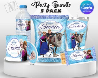 Elsa Party Favors Bundle Frozen Party Girl 7th Birthday Favor Labels Frozen theme Party Labels Anna Frozen Princess Elsa Birthday Party FG2