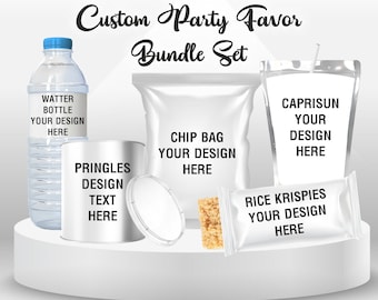 Paquete de 5 recuerdos de fiesta personalizados, etiqueta de jugo Knuckle Sonic, etiqueta de bolsa de papas fritas Mario Bros, etiqueta de Pringle Toy Story, etiquetas de botella de Peach Princess CS1