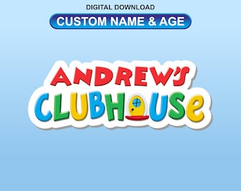 Clubhouse Birthday Party Logo Personalized Mickey Minnie Theme Party Cartoons Style Artwork Kids Birthday Decoration Party Printable LGMM