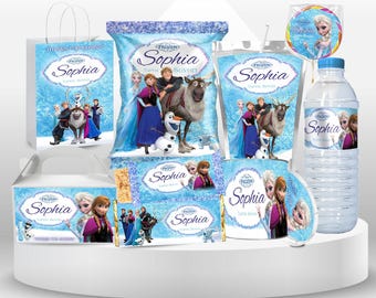 Elsa Party Favors Bundle Frozen Party Girl 7th Birthday Favor Labels Frozen theme Party Labels Anna Frozen Princess Elsa Birthday Party FG2