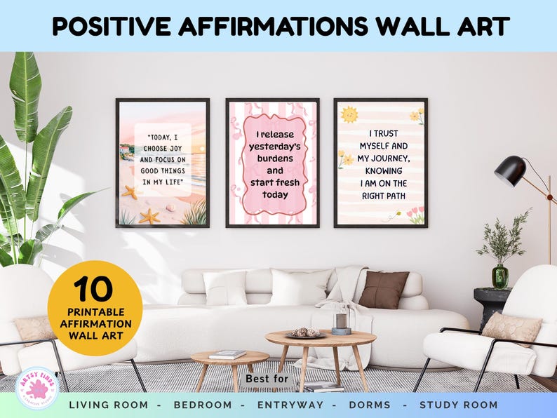 10 Positive Affirmations Wall Art & Phone Wallpapers | Motivational ...
