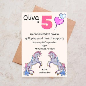 Unicorn Birthday Invitation | Purple & Pink Theme | Digital Party Invite | Editable Template | Girls or Boys