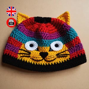 Cat Hat Crochet Pattern, Crochet Cat Hat, Easy Hat Crochet Pattern