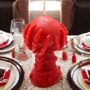 Handmade Red Hands Candle, Gothic Horror Decorative Candle, Unique Sculpted Wax Art, Creepy Halloween Decor, Gift for Candle Lovers
