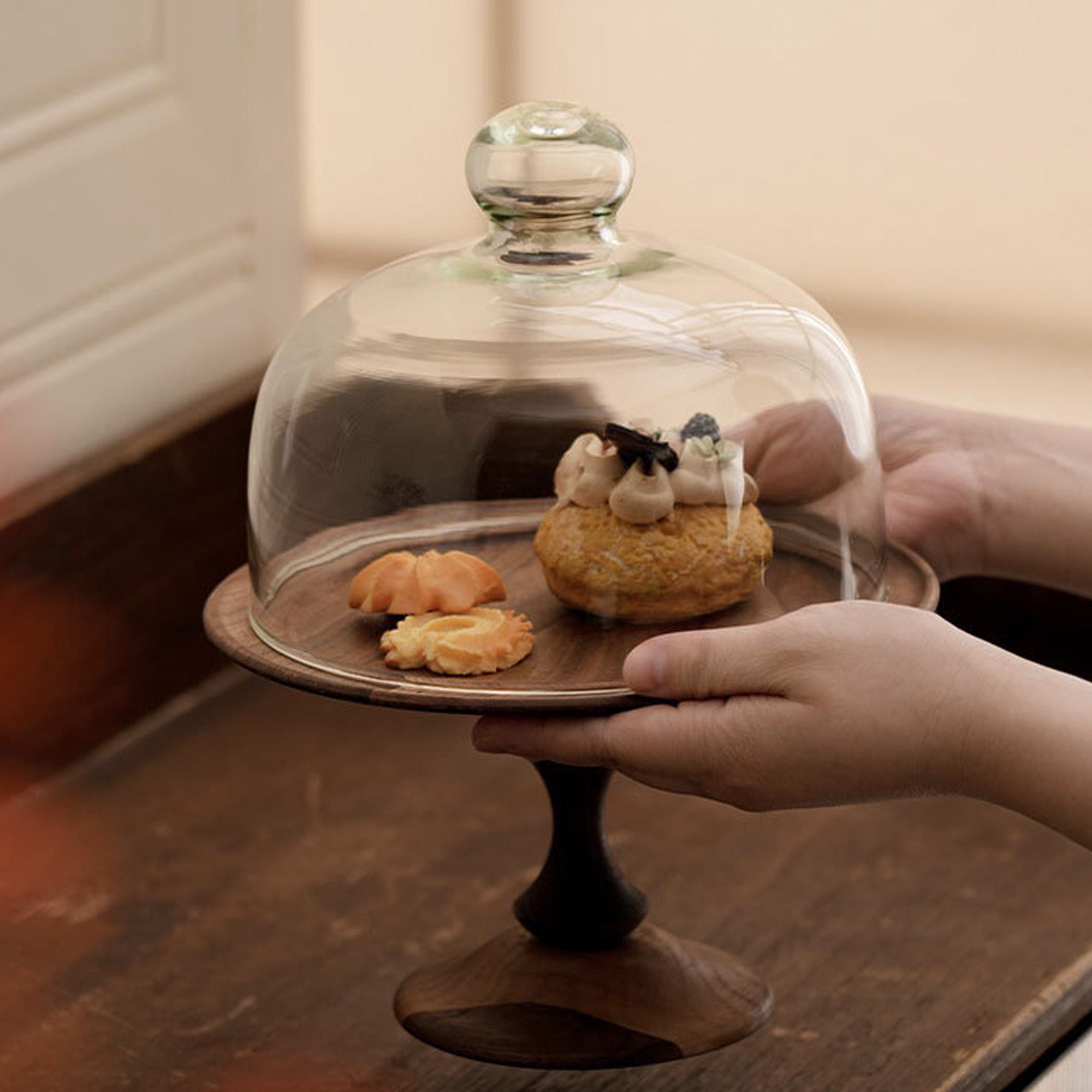 Wood Cake Stand With Dome UK