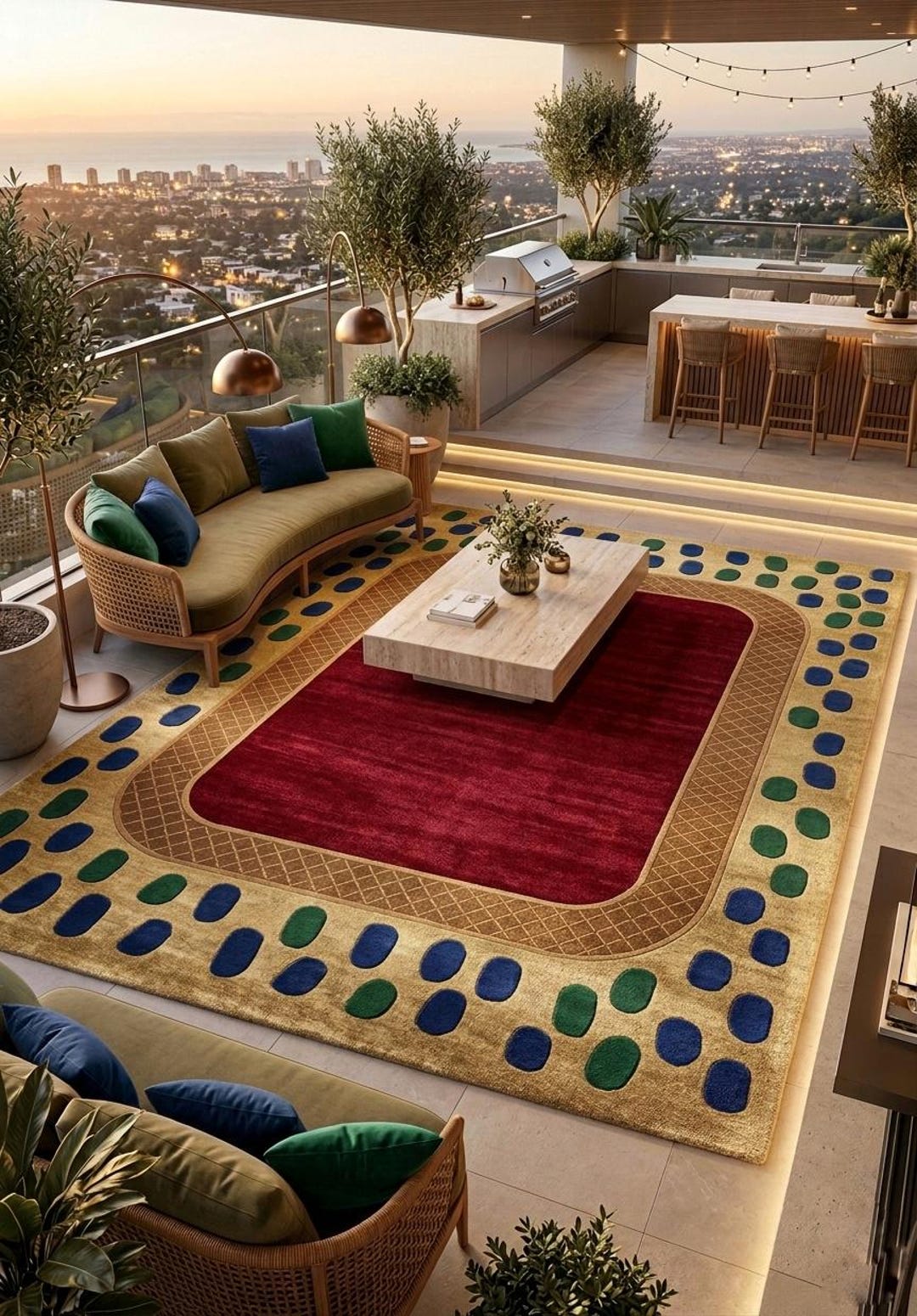 Modern Border Design Area Rug, Handmade Tufted Carpet, Colorful ...
