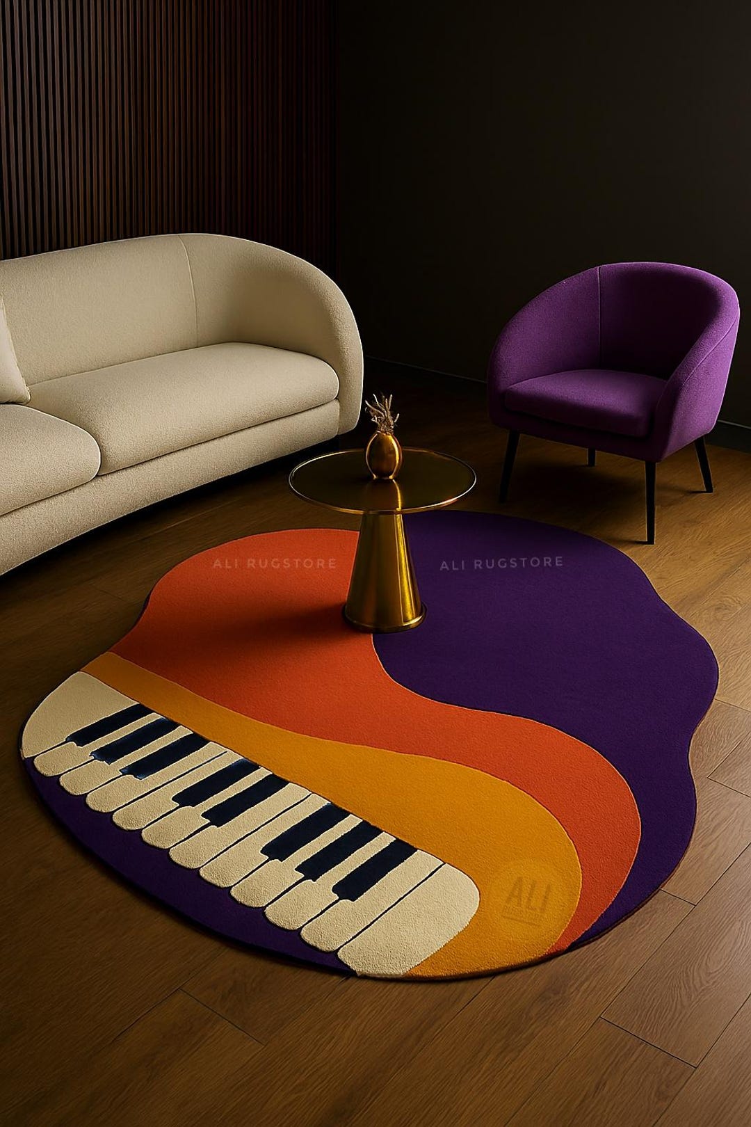Abstract Piano Keyboard Rug – Modern Music Art Carpet for Living Room ...