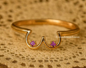18k Lesbian ring for Pride Month, Lesbian Gift, Gay Pride Jewelry Gift to Girlfriend, Lesbian pride, Breast Cancer, Pride ring, Lgbt jewelry