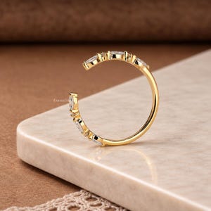 Real Lab Diamond Open Cuff Wedding Ring Thin Open Gap Stacking Ring Minimalist Custom Open Gap Band Ring for Her Womens Cuff Stackable Band image 5