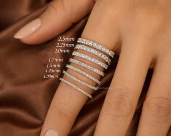 14k Gold Diamond Eternity Band: Stackable Wedding Ring, Natural Diamond Ring