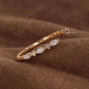Real Lab Diamond Open Cuff Wedding Ring Thin Open Gap Stacking Ring Minimalist Custom Open Gap Band Ring for Her Womens Cuff Stackable Band image 4