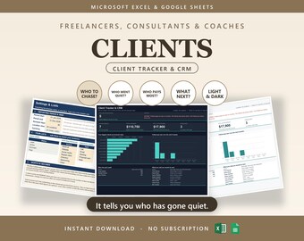 Client Tracker & CRM Excel + Google Sheets Template, Lead Tracker Excel, Client Database, Personal CRM, Lead Follow-up, No Macros