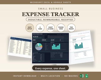 Business Expense Tracker Spreadsheet | Excel + Google Sheets | Small Business Expense Tracker | Monthly Expense Tracker | Spending Tracker