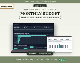 Monthly Budget Spreadsheet | Expense Tracker and Bill Tracker | Couples Budget Spreadsheet, Family Household Budget | Excel & Google Sheets