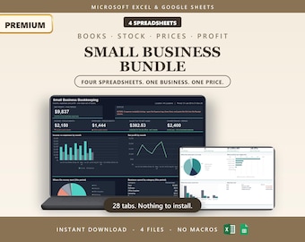 Small Business Bookkeeping Spreadsheet Bundle | Inventory Tracker | Pricing Calculator | Product Profit Tracker | Excel & Google Sheets