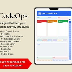 Planer przepływu pracy programisty z hiperłączami w formacie PDF, cyfrowy planer kodowania, śledzenie programowania, tablet GoodNotes Notability na iPada zdjęcie 7