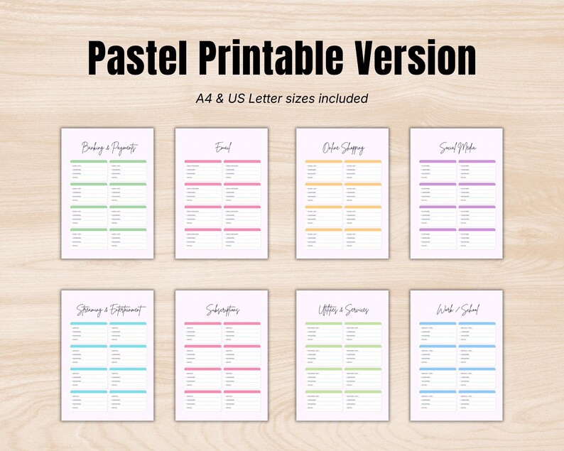 Password Tracker Printable, Login Organizer, Website Credential Log ...