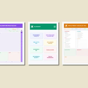 Planer przepływu pracy programisty z hiperłączami w formacie PDF, cyfrowy planer kodowania, śledzenie programowania, tablet GoodNotes Notability na iPada zdjęcie 13