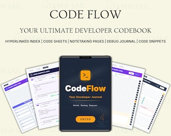 Digitaler Planer für Programmierer Hyperlinked PDF Coding Journal mit Fehlertracker & Code-Schnipsel Programmierer Notizbuch für Tech-Produktivität