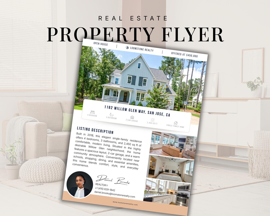 Real Estate Property Flyer Canva Template | 2 Page Listing Brochure ...